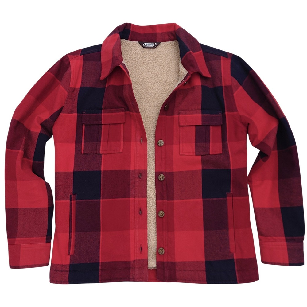 Mountain Khakis Redwood Jacket Womens S Sherpa Lined Shacket Red Plaid 20006707